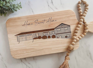 Custom Home Sketch Cutting Board