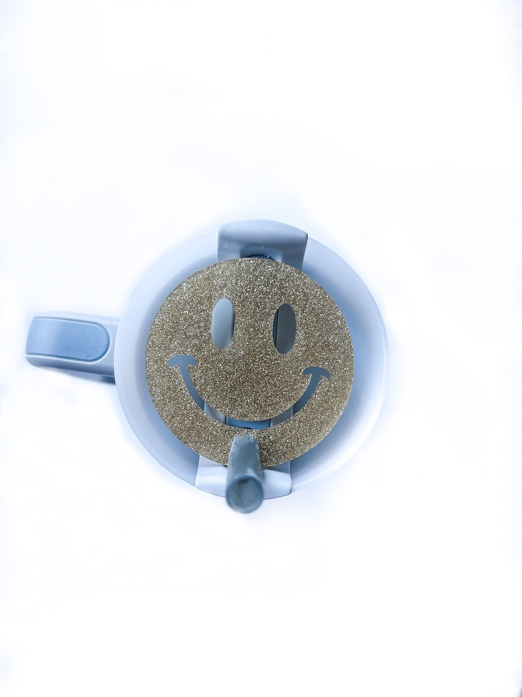 Smiley Face Stanley Topper - Gold Glitter